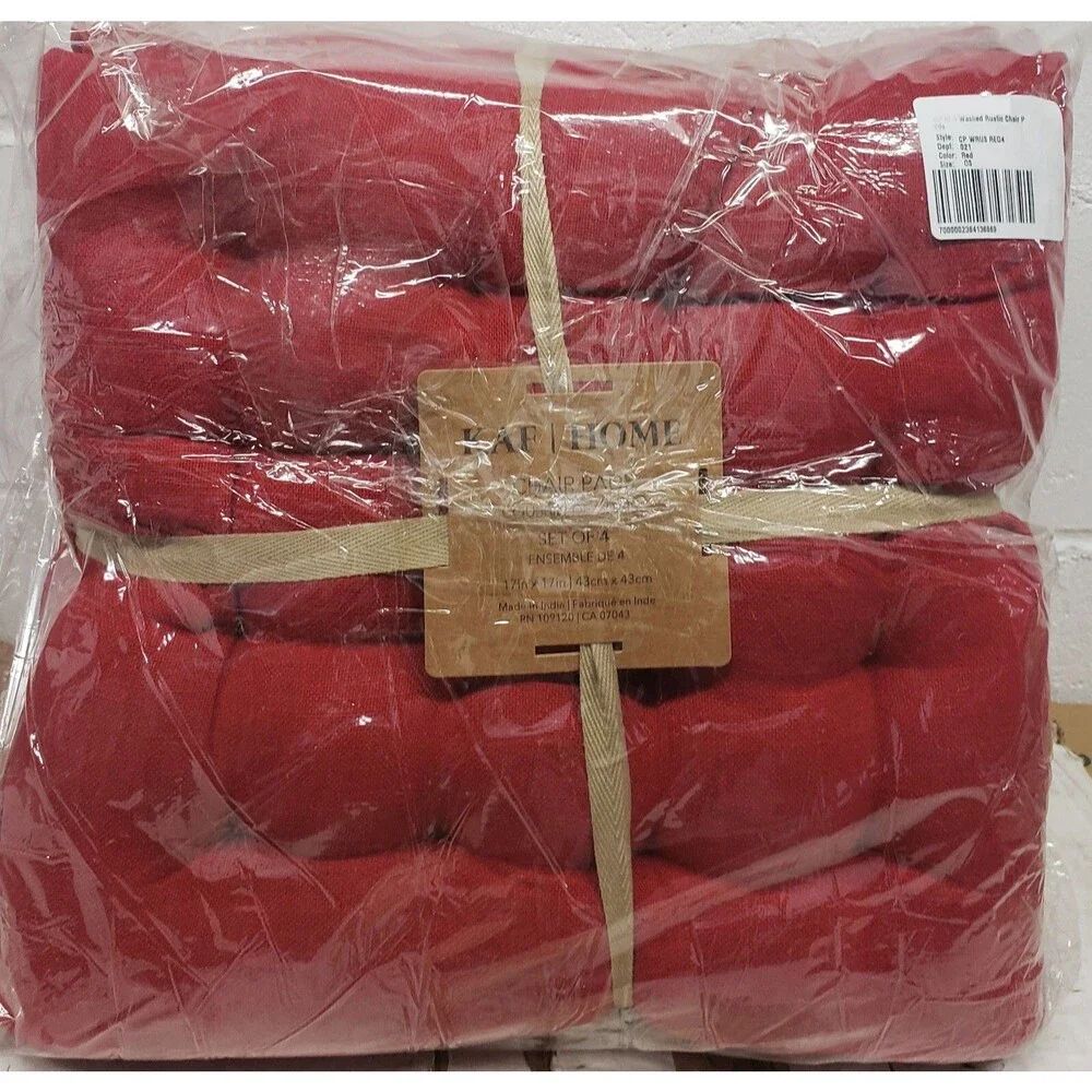 SET OF 4 THICK REVERSIBLE CUSHION CHAIR PADS with ties (17